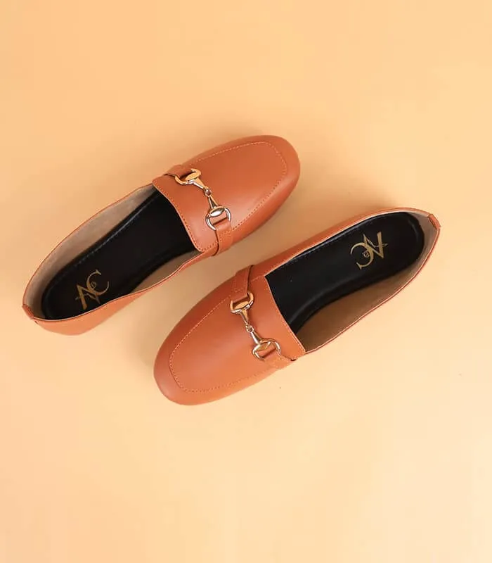 Buckled Casual Loafers For Women (Tan)