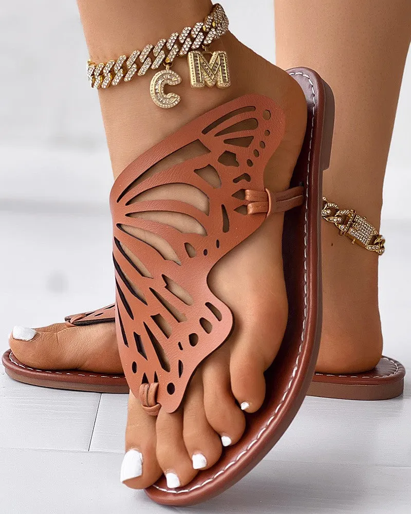 Butterfly Wings Pattern Toe Post Flip Flops
