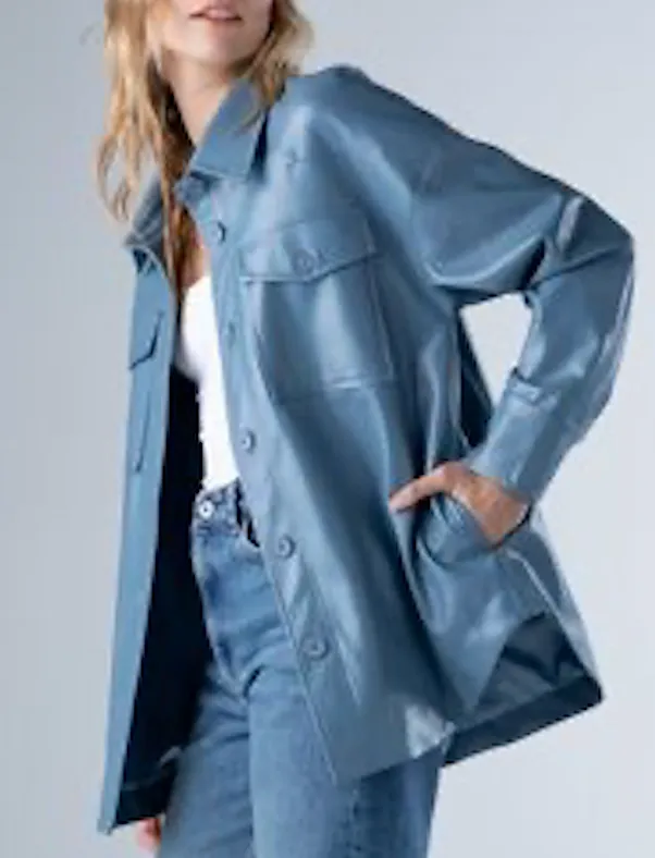 Button Down Leather Shacket