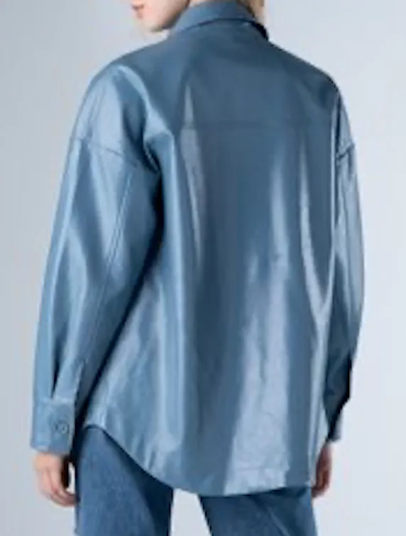 Button Down Leather Shacket