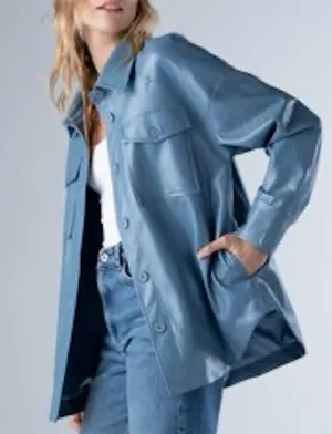 Button Down Leather Shacket