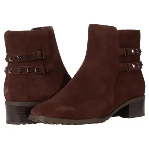 Caimile Dark Brown Suede Studded Ankle Booties