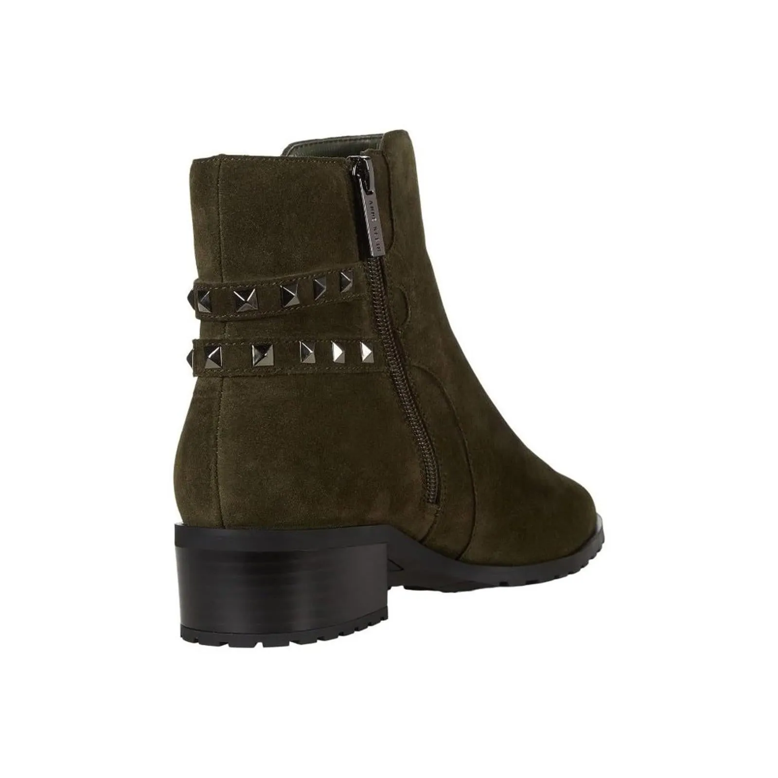 Caimile Dark Olive Studded Ankle Booties