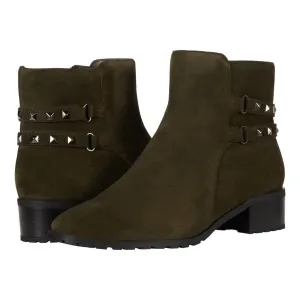 Caimile Dark Olive Studded Ankle Booties
