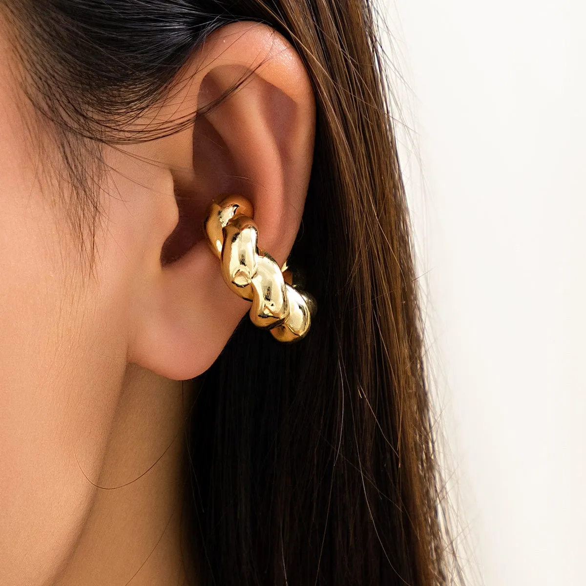 Chic Gold Silver Plated Twisted Ear Cuff Earrings