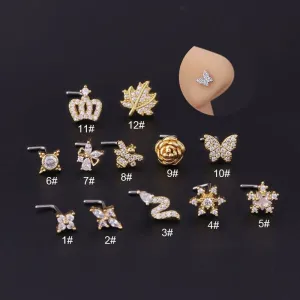 Chic Rhinestone Inlaid Surgical Steel Nose Piercing Nose Stud