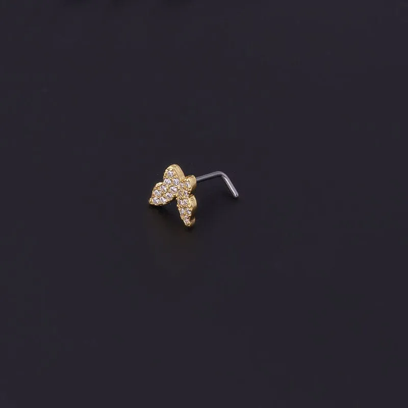 Chic Rhinestone Inlaid Surgical Steel Nose Piercing Nose Stud
