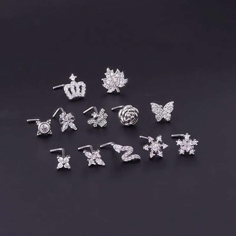 Chic Rhinestone Inlaid Surgical Steel Nose Piercing Nose Stud