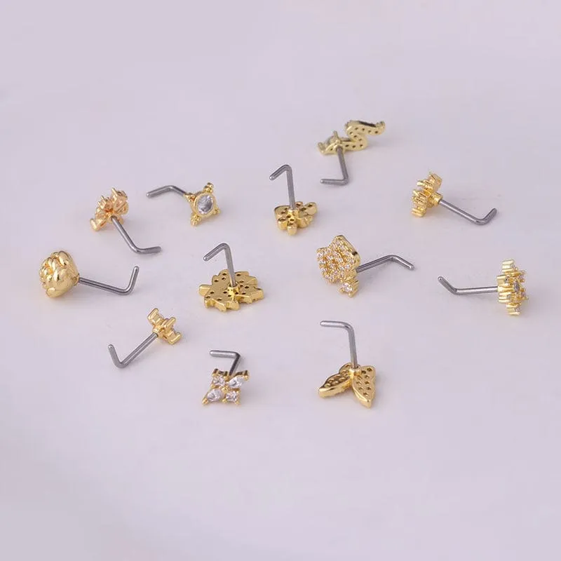 Chic Rhinestone Inlaid Surgical Steel Nose Piercing Nose Stud
