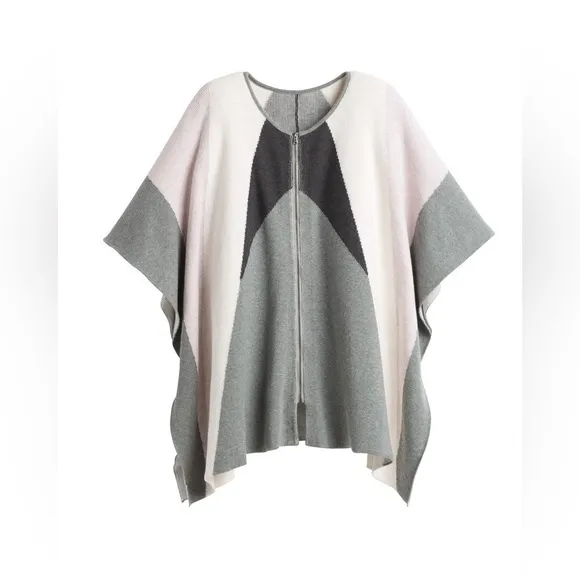Chico’s Colorblock Zipper Ruana one size