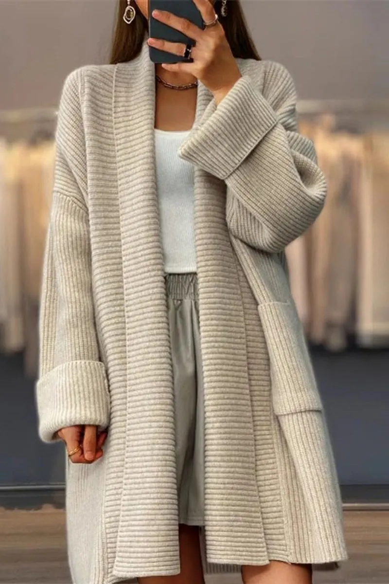 Chouyatou Women's Chunky Open Front Long Cardigan Lightweight Long Sleeve Coatigan Sweater