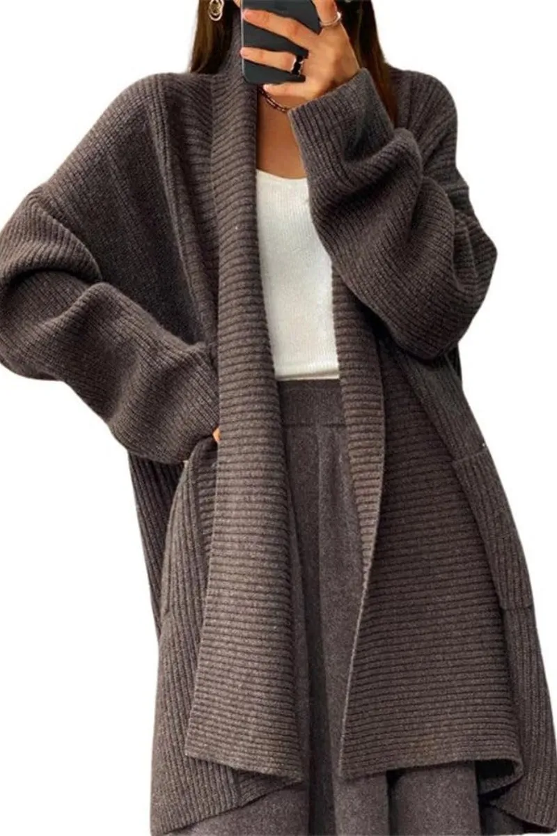 Chouyatou Women's Chunky Open Front Long Cardigan Lightweight Long Sleeve Coatigan Sweater