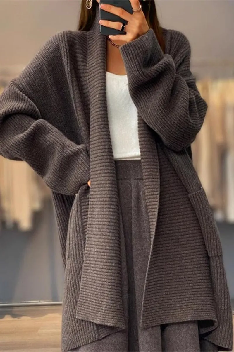 Chouyatou Women's Chunky Open Front Long Cardigan Lightweight Long Sleeve Coatigan Sweater
