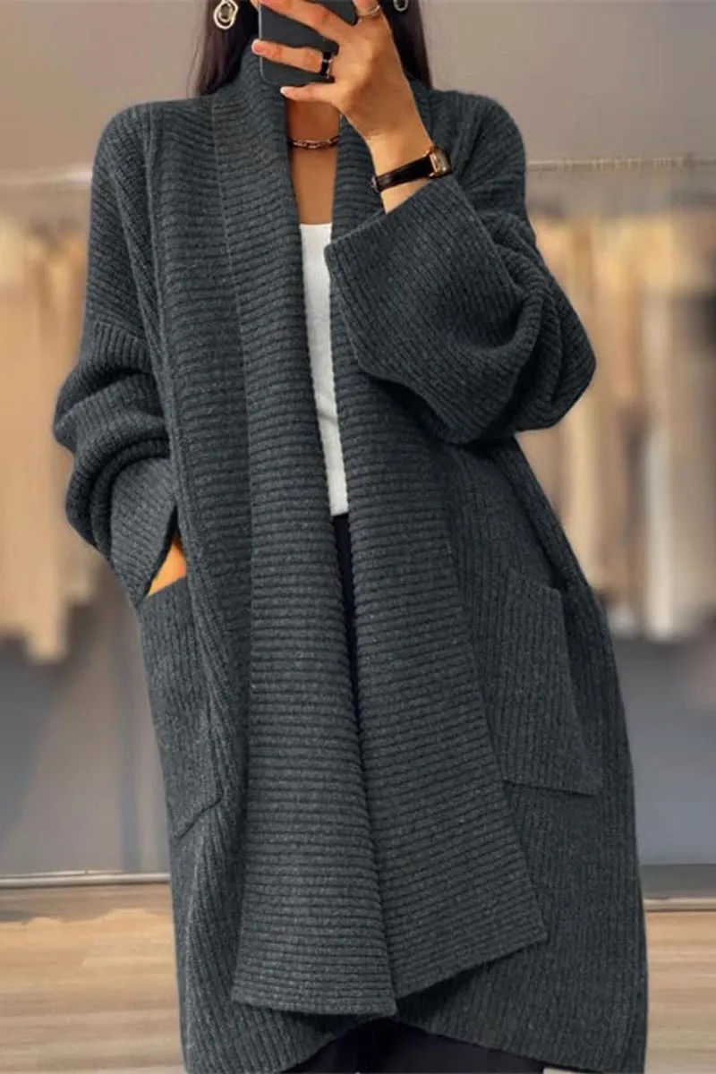 Chouyatou Women's Chunky Open Front Long Cardigan Lightweight Long Sleeve Coatigan Sweater