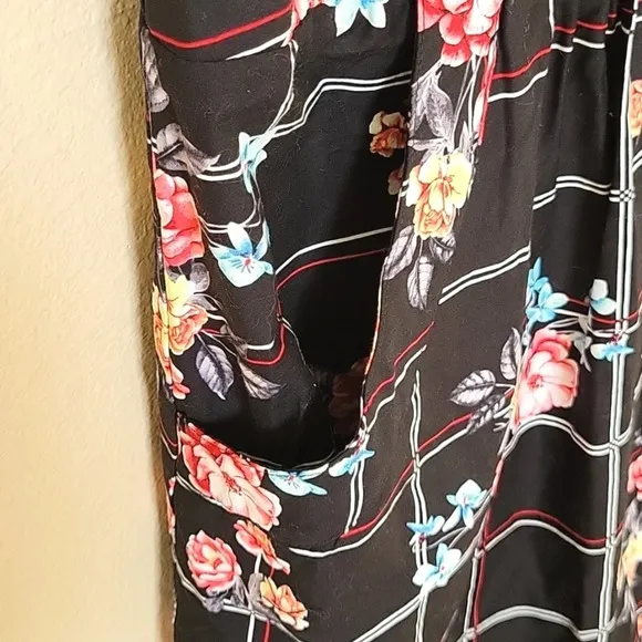 City Chic Black Floral Grid Print Picnic Love Dress - Size 18