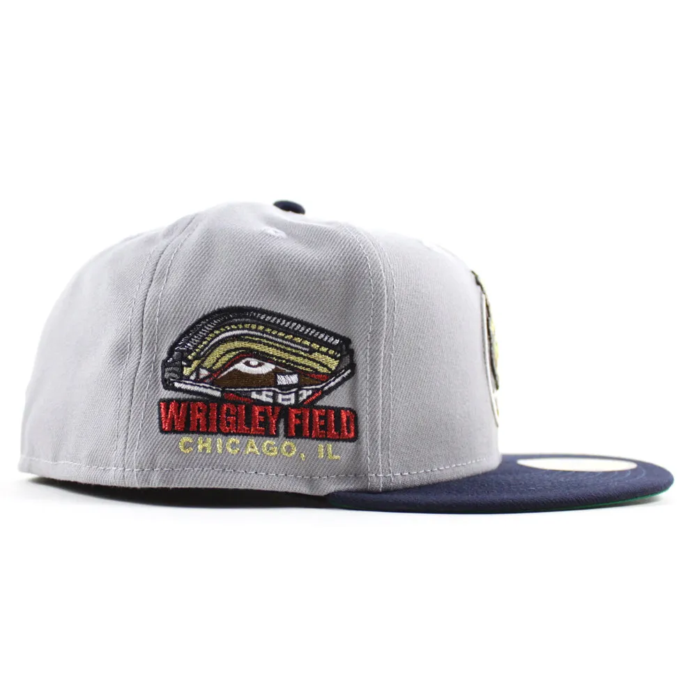 Clark the Cub Mascot Chicago Cubs Wringly field New Era 59Fifty Fitted Hat (Gray Navy Green Under Brim)
