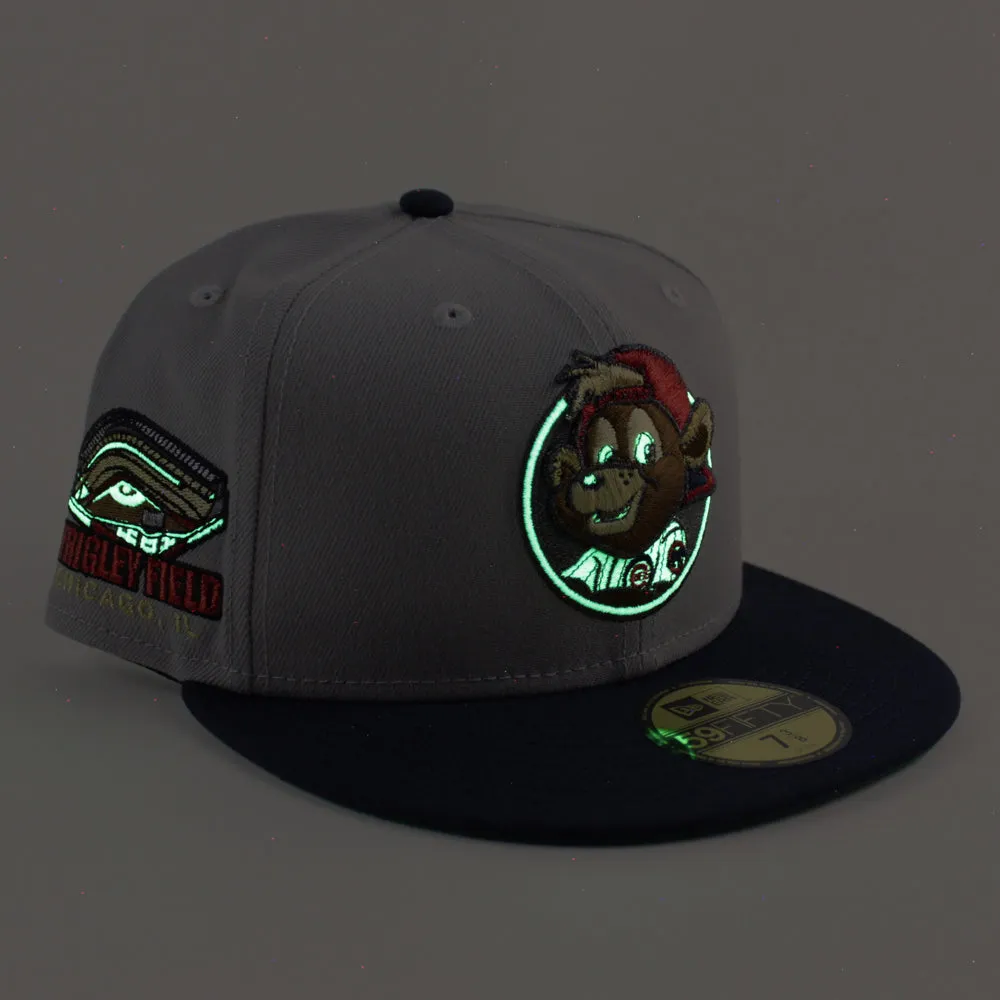 Clark the Cub Mascot Chicago Cubs Wringly field New Era 59Fifty Fitted Hat (Gray Navy Green Under Brim)
