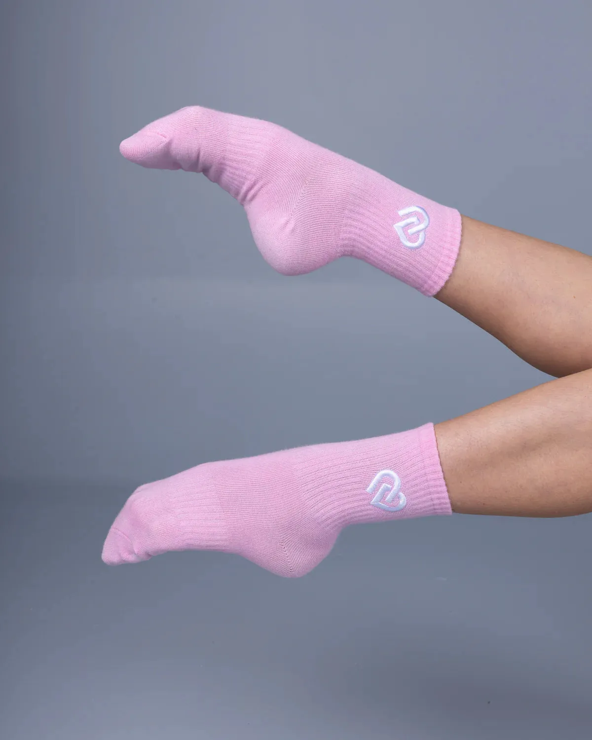 Claudia Dean World Crew Socks - Strawberry Pink   White Logo