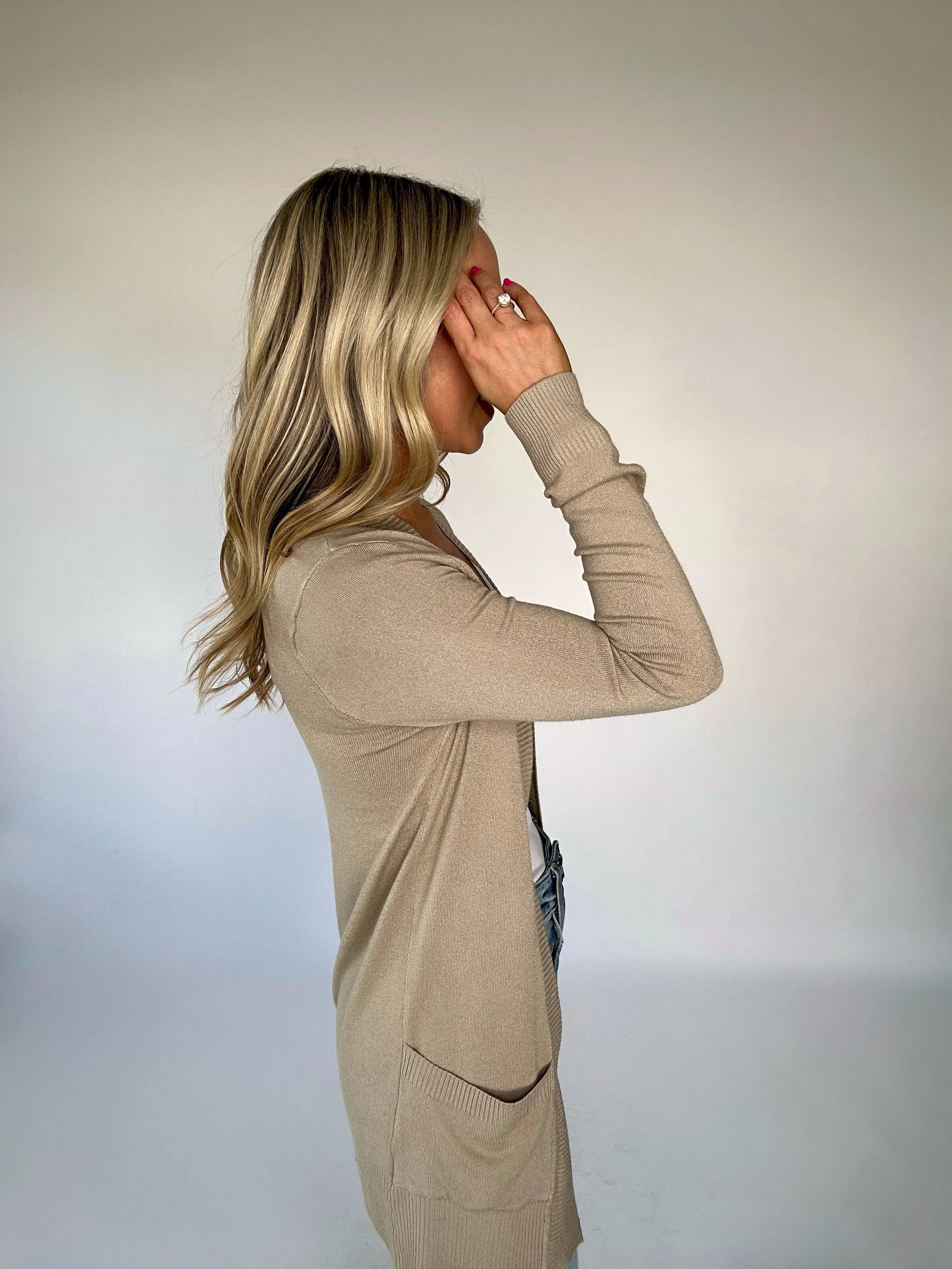Clean Aesthetic Knit Cardigan - Taupe