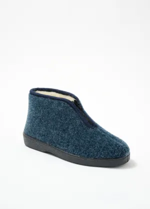 Comfort width zip-up lined slippers
