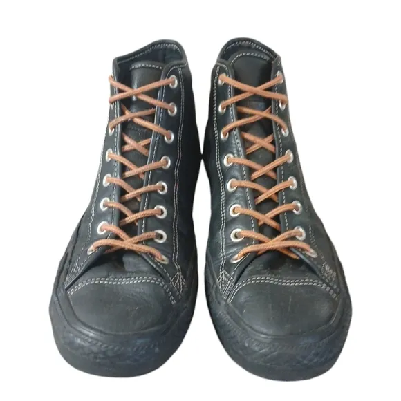 CONVERSE Men's Black Leather High Tops Chuck Taylor All Star Sneakers Size 12