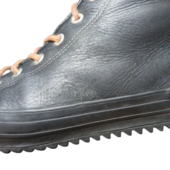 CONVERSE Men's Black Leather High Tops Chuck Taylor All Star Sneakers Size 12