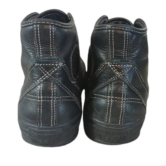 CONVERSE Men's Black Leather High Tops Chuck Taylor All Star Sneakers Size 12