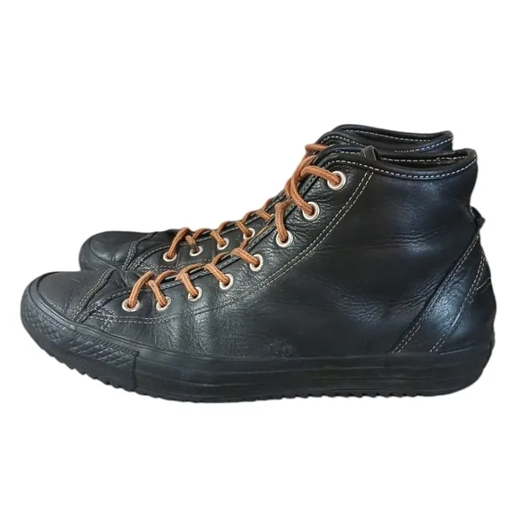 CONVERSE Men's Black Leather High Tops Chuck Taylor All Star Sneakers Size 12