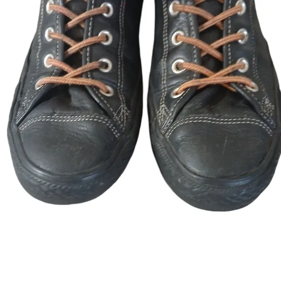 CONVERSE Men's Black Leather High Tops Chuck Taylor All Star Sneakers Size 12