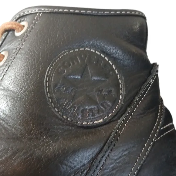 CONVERSE Men's Black Leather High Tops Chuck Taylor All Star Sneakers Size 12