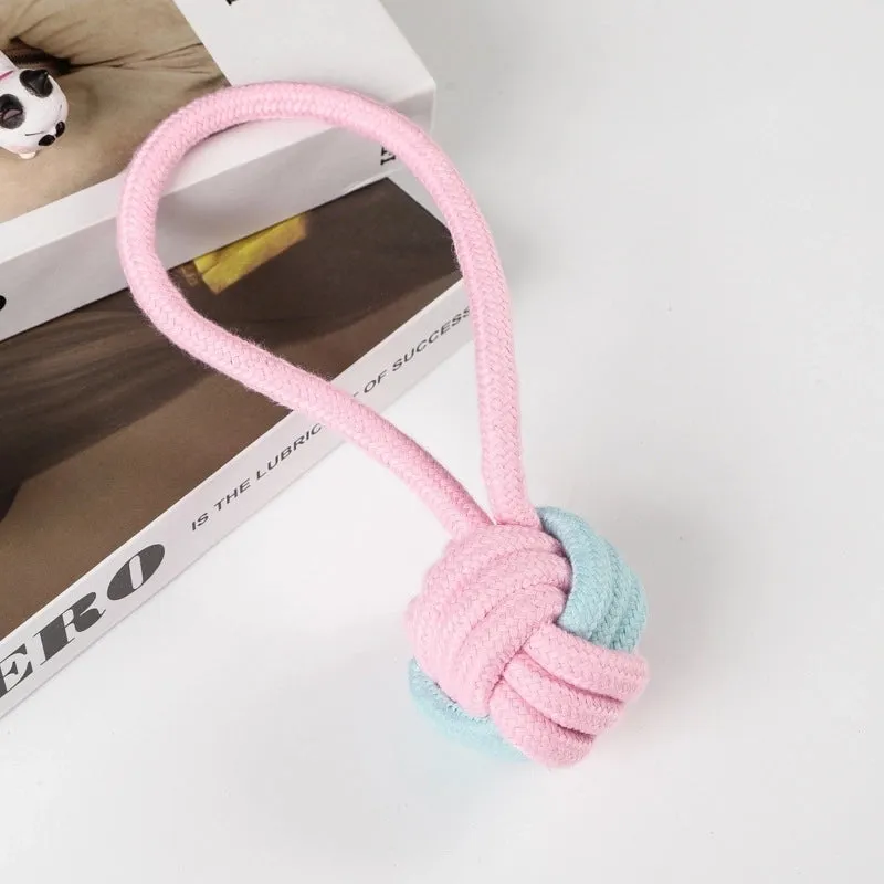 Cute Geometric Molar Long Lasting Tooth Cleaning Woven Ball Dogs Pet Cotton Rope Toy