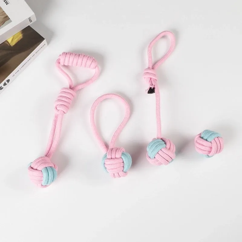 Cute Geometric Molar Long Lasting Tooth Cleaning Woven Ball Dogs Pet Cotton Rope Toy