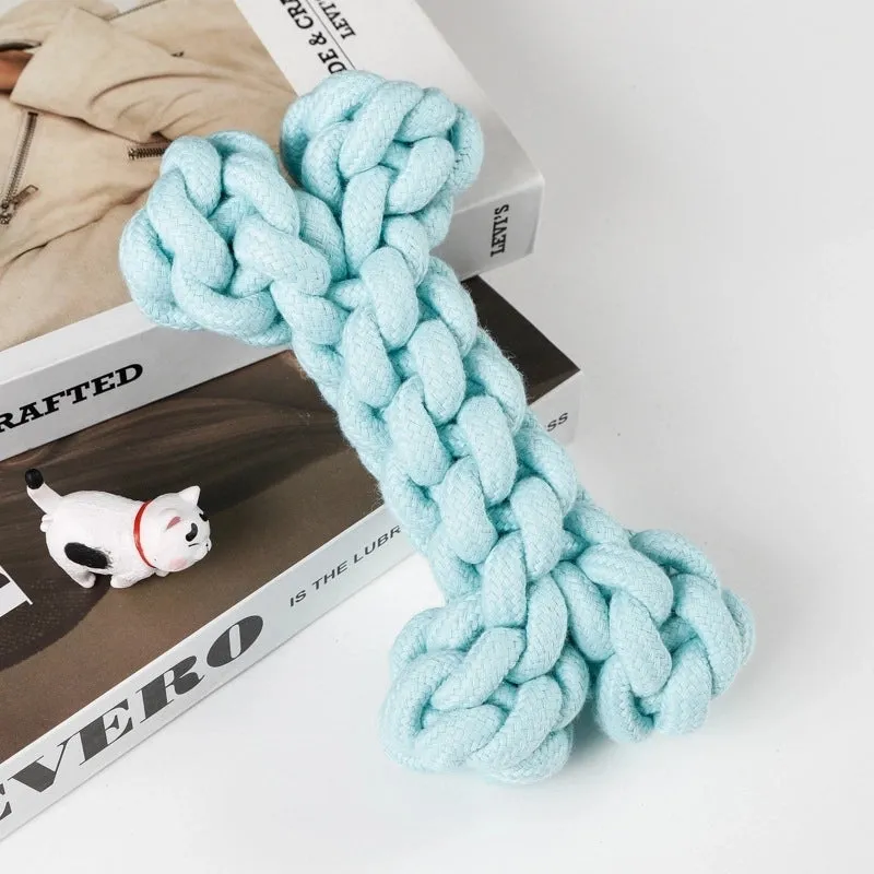 Cute Geometric Molar Long Lasting Tooth Cleaning Woven Ball Dogs Pet Cotton Rope Toy