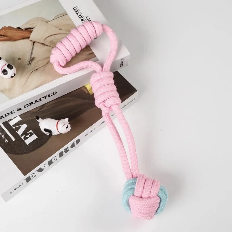 Cute Geometric Molar Long Lasting Tooth Cleaning Woven Ball Dogs Pet Cotton Rope Toy