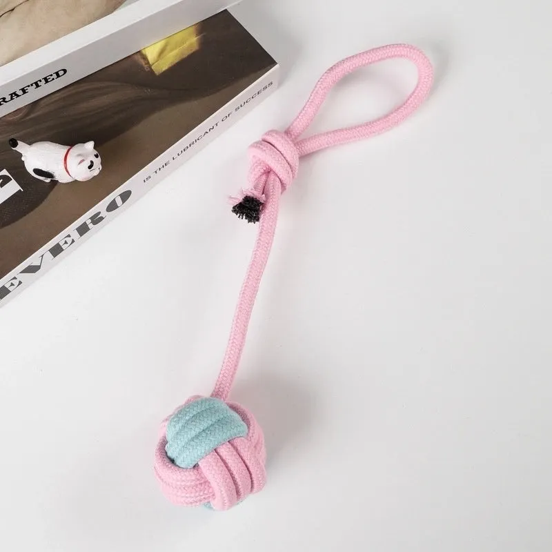 Cute Geometric Molar Long Lasting Tooth Cleaning Woven Ball Dogs Pet Cotton Rope Toy