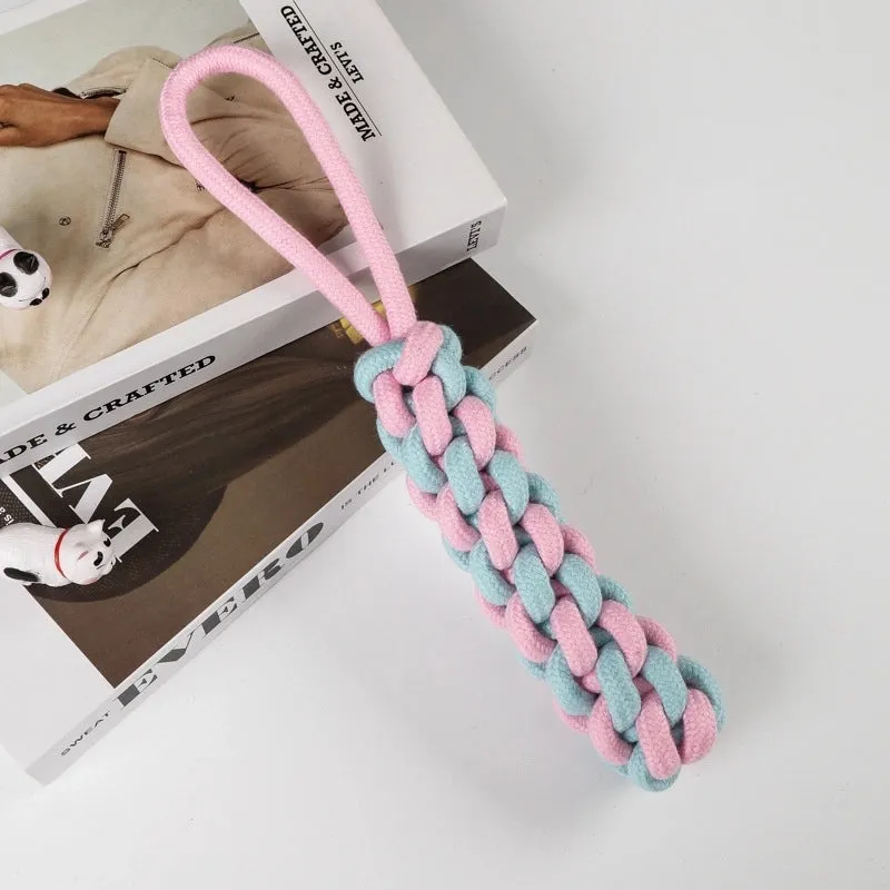 Cute Geometric Molar Long Lasting Tooth Cleaning Woven Ball Dogs Pet Cotton Rope Toy