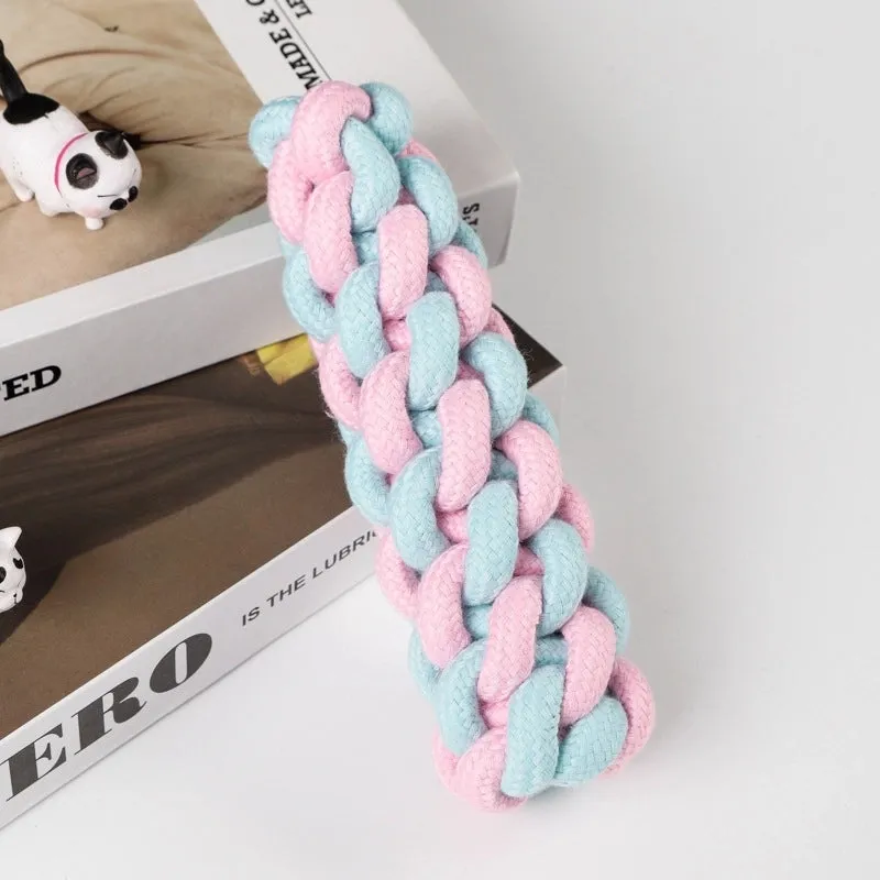 Cute Geometric Molar Long Lasting Tooth Cleaning Woven Ball Dogs Pet Cotton Rope Toy