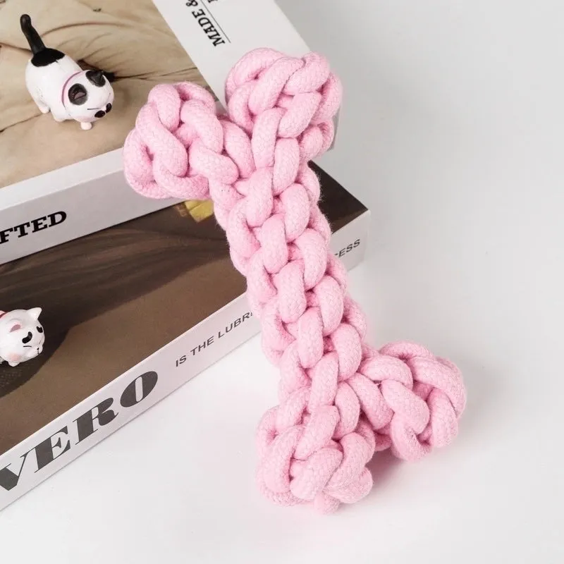 Cute Geometric Molar Long Lasting Tooth Cleaning Woven Ball Dogs Pet Cotton Rope Toy