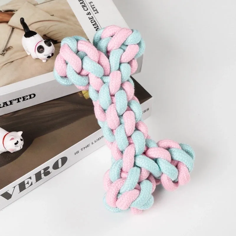 Cute Geometric Molar Long Lasting Tooth Cleaning Woven Ball Dogs Pet Cotton Rope Toy