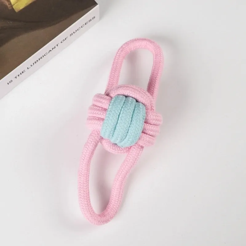 Cute Geometric Molar Long Lasting Tooth Cleaning Woven Ball Dogs Pet Cotton Rope Toy