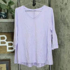 Denim & Co. Essentials Perfect Jersey V Neck 3/4 Sleeve Top Lilac Medium