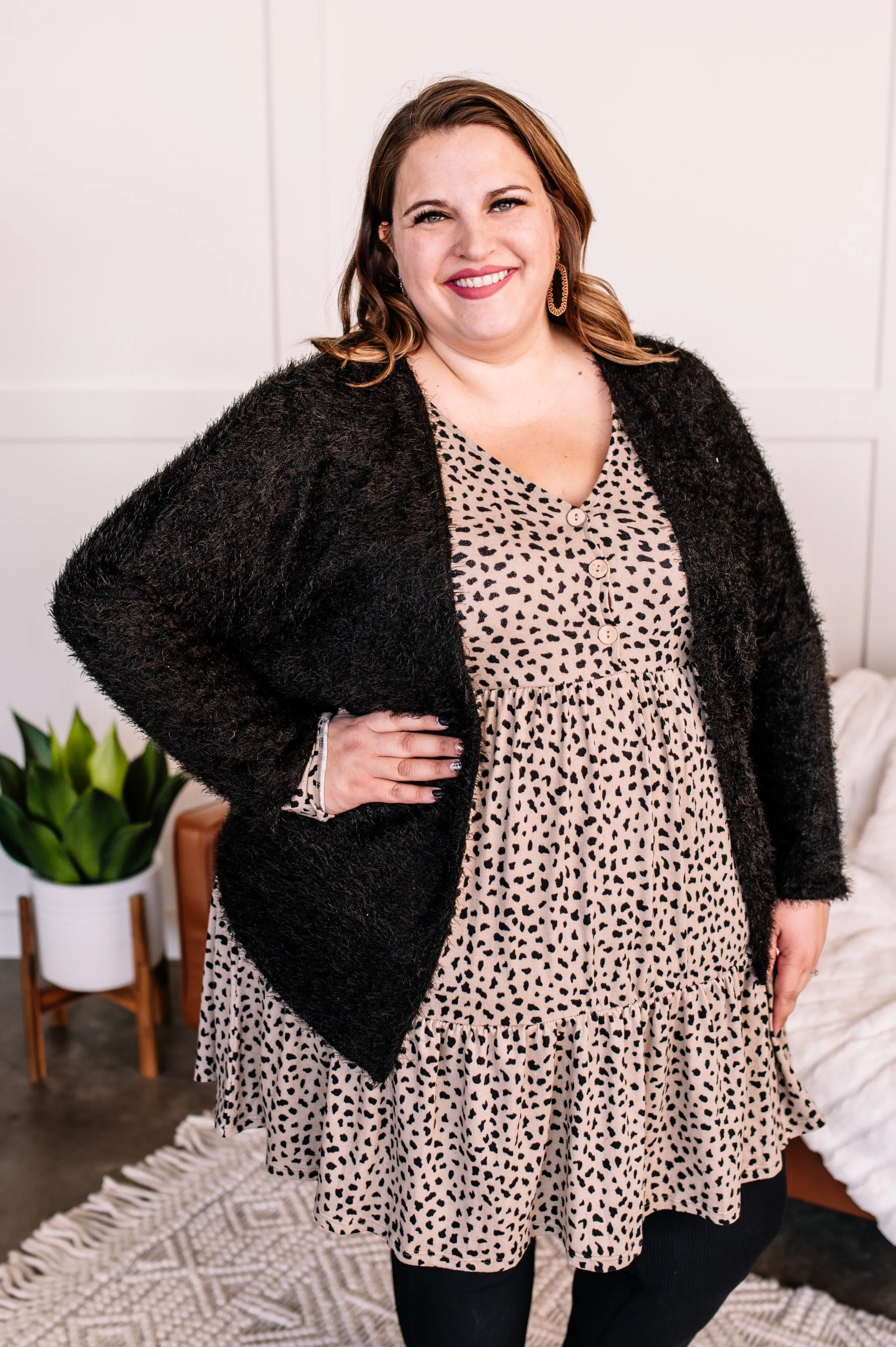 Domino Effect Babydoll Dress In Mocha