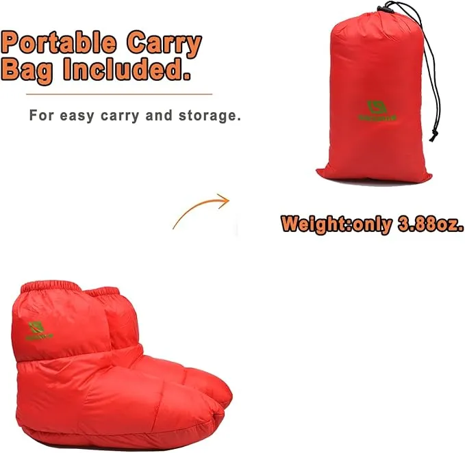 Down Booties Warm Socks Ultralight Sleeping Sock for Camping, Backpacking - Camp Sleeping Bag Tent Down Foot Warmer for Men & Women