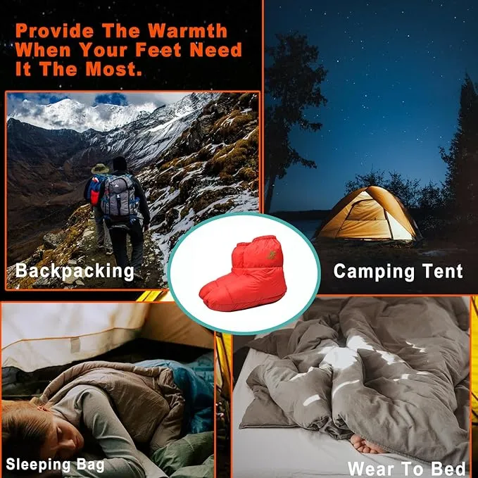 Down Booties Warm Socks Ultralight Sleeping Sock for Camping, Backpacking - Camp Sleeping Bag Tent Down Foot Warmer for Men & Women