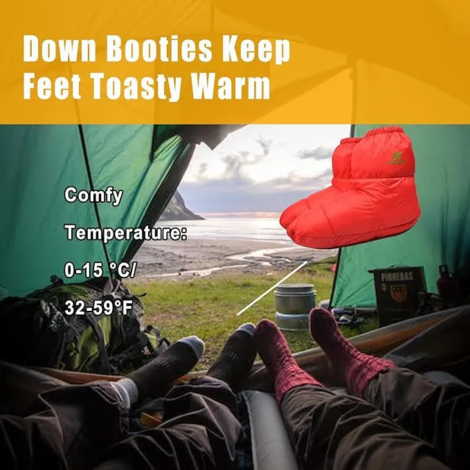 Down Booties Warm Socks Ultralight Sleeping Sock for Camping, Backpacking - Camp Sleeping Bag Tent Down Foot Warmer for Men & Women