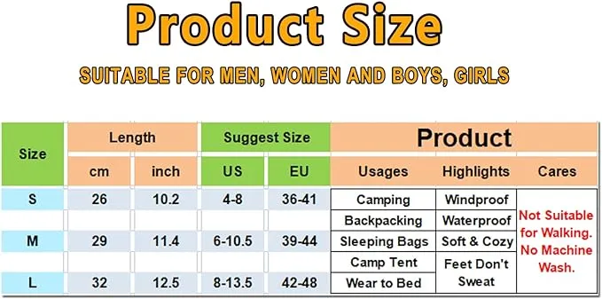 Down Booties Warm Socks Ultralight Sleeping Sock for Camping, Backpacking - Camp Sleeping Bag Tent Down Foot Warmer for Men & Women