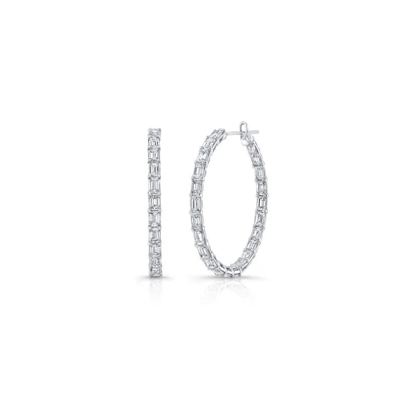 Emerald Cut Hoop Eternity Earrings