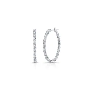 Emerald Cut Hoop Eternity Earrings