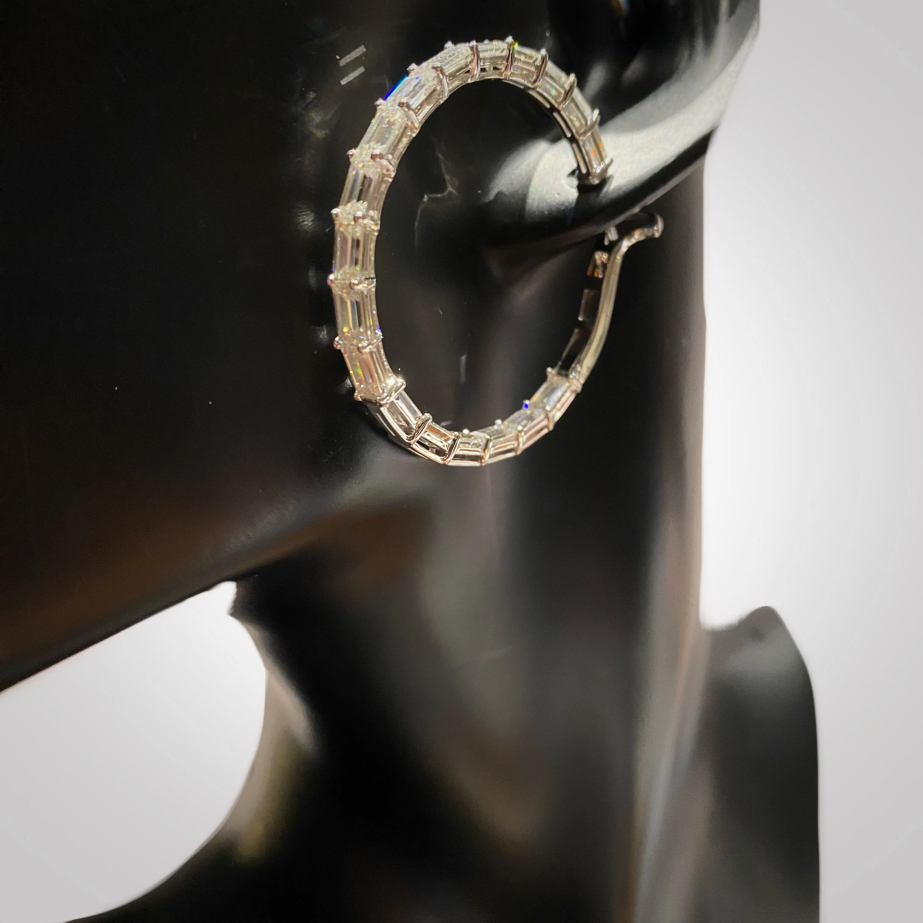 Emerald Cut Hoop Eternity Earrings