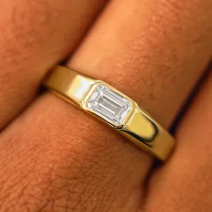 Emerald Cut Lab Diamond Signet Ring